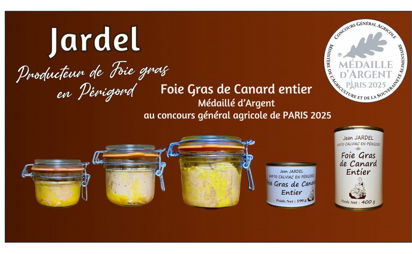 Foie gras de canard entier Médaillé d'Argent 2025 au concours général Agricole de Paris 2025